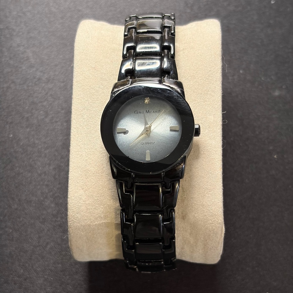 Gino Milano Quartz Watch Women Black Stainless Steel Minimalist Casual